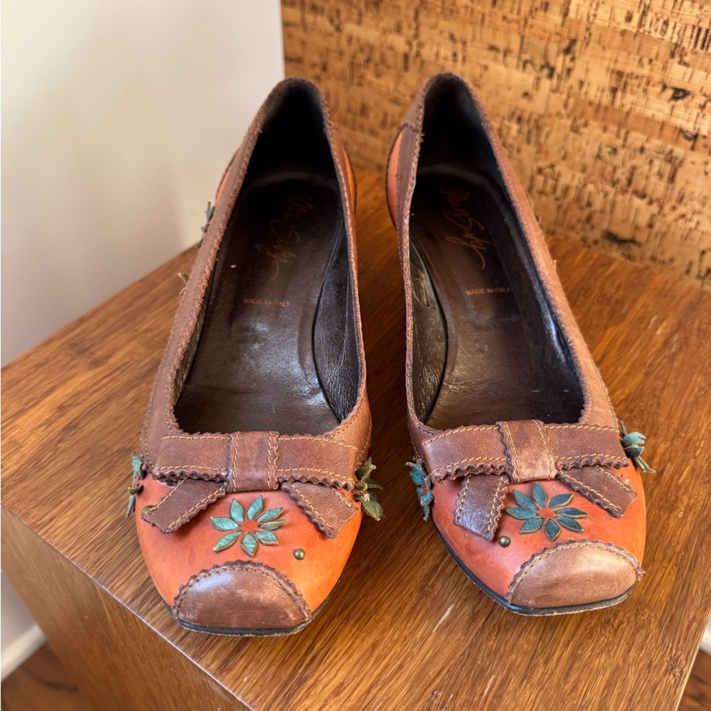 Miss Sixty Brown Leather Women's Shoes with Floral Accents EU 38, US 8
